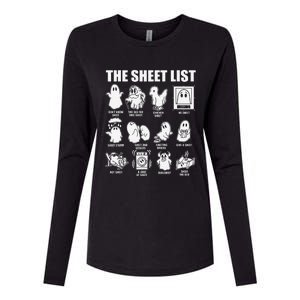 The Sheet List Halloween Funny Boo Sheet Ghost Halloween Womens Cotton Relaxed Long Sleeve T-Shirt