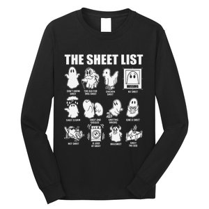 The Sheet List Halloween Funny Boo Sheet Ghost Halloween Long Sleeve Shirt