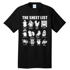 The Sheet List Halloween Funny Boo Sheet Ghost Halloween Tall T-Shirt