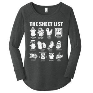 The Sheet List Halloween Funny Boo Sheet Ghost Halloween Women's Perfect Tri Tunic Long Sleeve Shirt