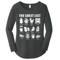 The Sheet List Halloween Funny Boo Sheet Ghost Halloween Women's Perfect Tri Tunic Long Sleeve Shirt