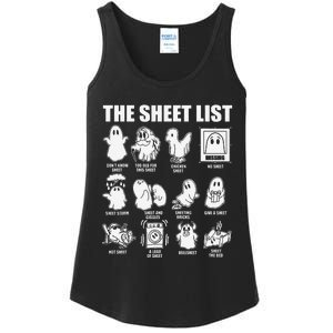 The Sheet List Halloween Funny Boo Sheet Ghost Halloween Ladies Essential Tank