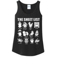 The Sheet List Halloween Funny Boo Sheet Ghost Halloween Ladies Essential Tank