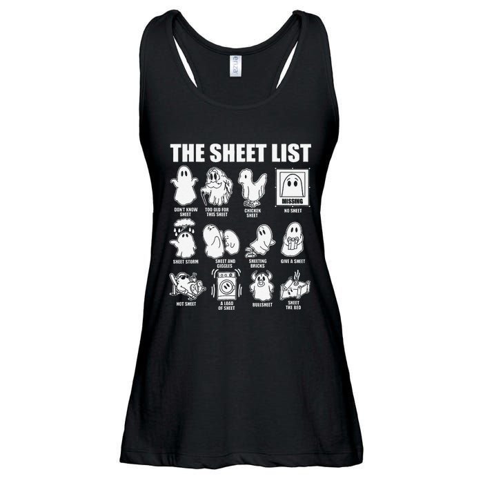 The Sheet List Halloween Funny Boo Sheet Ghost Halloween Ladies Essential Flowy Tank