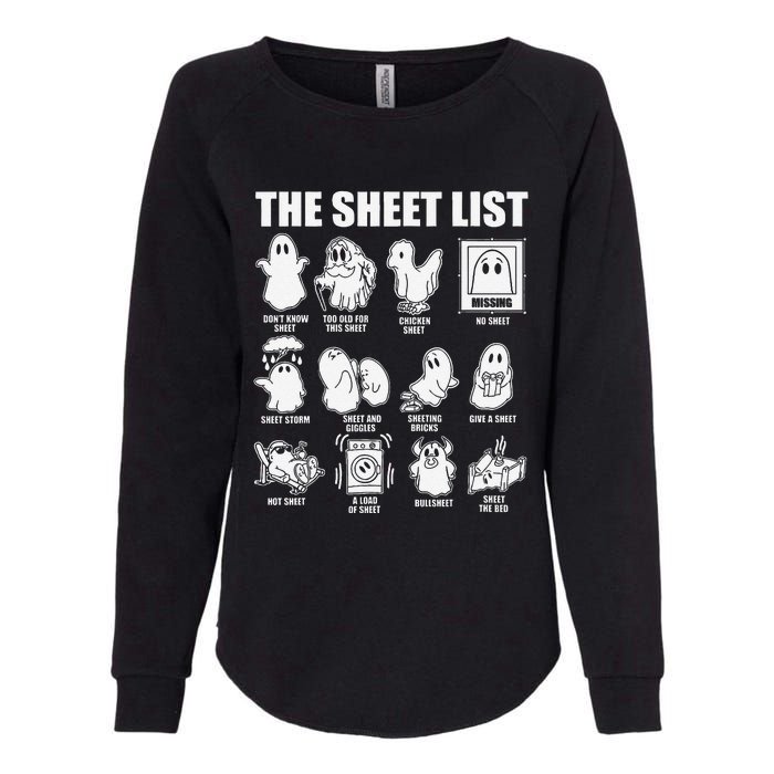 The Sheet List Halloween Funny Boo Sheet Ghost Halloween Womens California Wash Sweatshirt