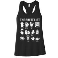 The Sheet List Halloween Funny Boo Sheet Ghost Halloween Women's Racerback Tank