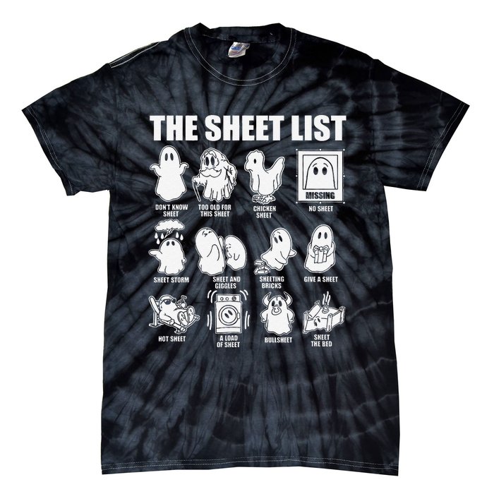 The Sheet List Halloween Funny Boo Sheet Ghost Halloween Tie-Dye T-Shirt