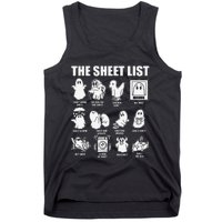 The Sheet List Halloween Funny Boo Sheet Ghost Halloween Tank Top