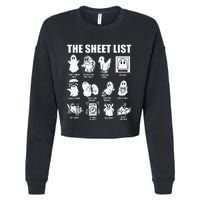 The Sheet List Halloween Funny Boo Sheet Ghost Halloween Cropped Pullover Crew