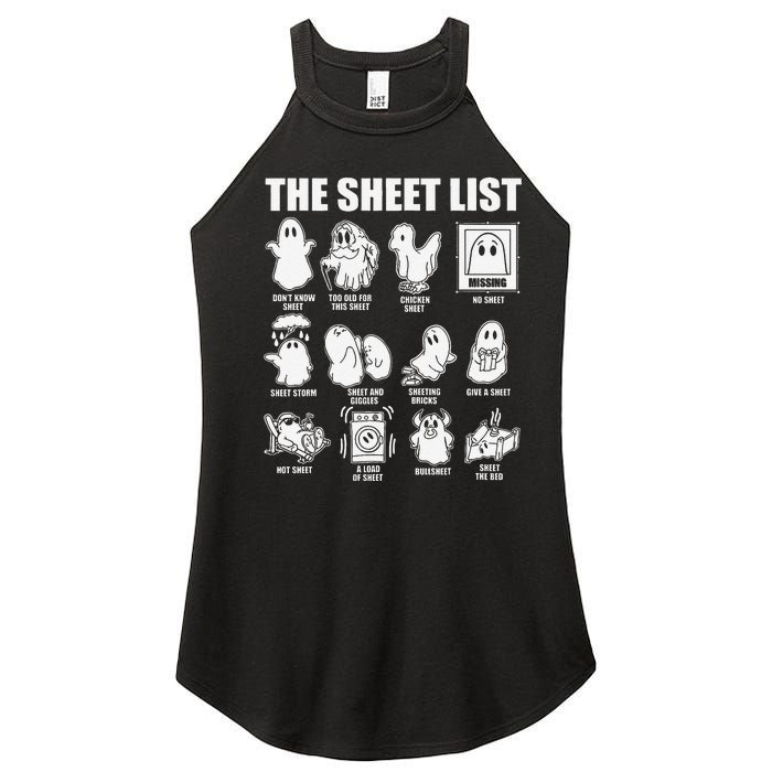 The Sheet List Halloween Funny Boo Sheet Ghost Halloween Women's Perfect Tri Rocker Tank