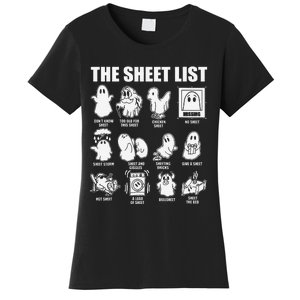 The Sheet List Halloween Funny Boo Sheet Ghost Halloween Women's T-Shirt