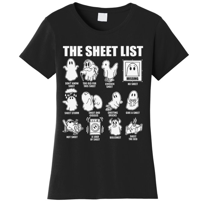 The Sheet List Halloween Funny Boo Sheet Ghost Halloween Women's T-Shirt