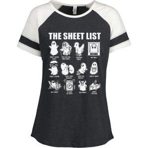 The Sheet List Halloween Funny Boo Sheet Ghost Halloween Enza Ladies Jersey Colorblock Tee