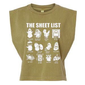 The Sheet List Halloween Funny Boo Sheet Ghost Halloween Garment-Dyed Women's Muscle Tee