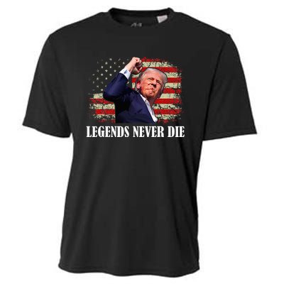 Trump Shot Legends Never Die 2024 Us Flag Vintage Cooling Performance Crew T-Shirt