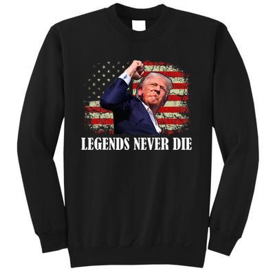 Trump Shot Legends Never Die 2024 Us Flag Vintage Sweatshirt