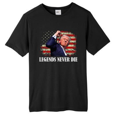 Trump Shot Legends Never Die 2024 Us Flag Vintage Tall Fusion ChromaSoft Performance T-Shirt