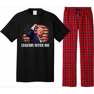 Trump Shot Legends Never Die 2024 Us Flag Vintage Pajama Set