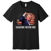 Trump Shot Legends Never Die 2024 Us Flag Vintage Premium T-Shirt