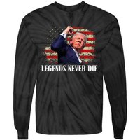 Trump Shot Legends Never Die 2024 Us Flag Vintage Tie-Dye Long Sleeve Shirt