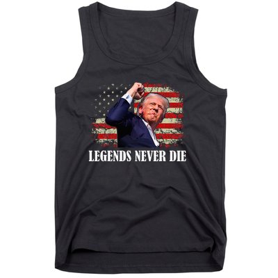 Trump Shot Legends Never Die 2024 Us Flag Vintage Tank Top