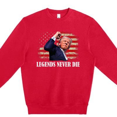 Trump Shot Legends Never Die 2024 Us Flag Vintage Premium Crewneck Sweatshirt