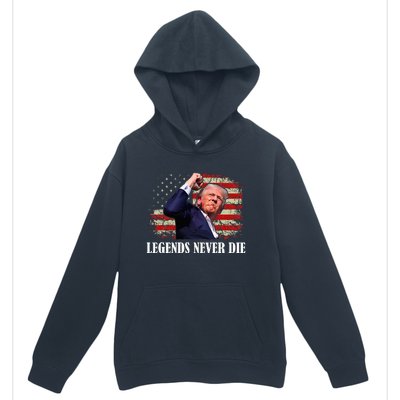 Trump Shot Legends Never Die 2024 Us Flag Vintage Urban Pullover Hoodie