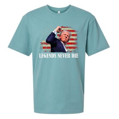 Trump Shot Legends Never Die 2024 Us Flag Vintage Sueded Cloud Jersey T-Shirt