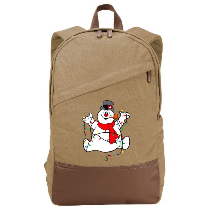 The Snowman Lights Christmas Cotton Canvas Backpack