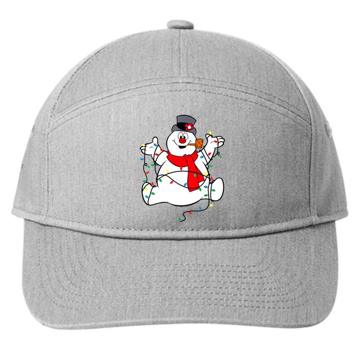 The Snowman Lights Christmas 7-Panel Snapback Hat