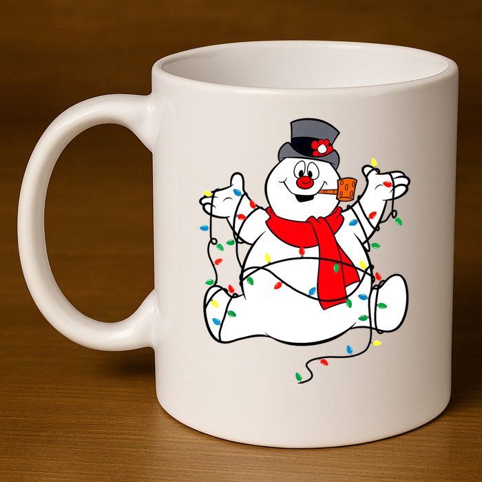 The Snowman Lights Christmas 11oz C Handle Ceramic Mug