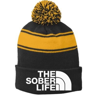 The Sober Life Na Aa Sober Recovery Stripe Pom Pom Beanie