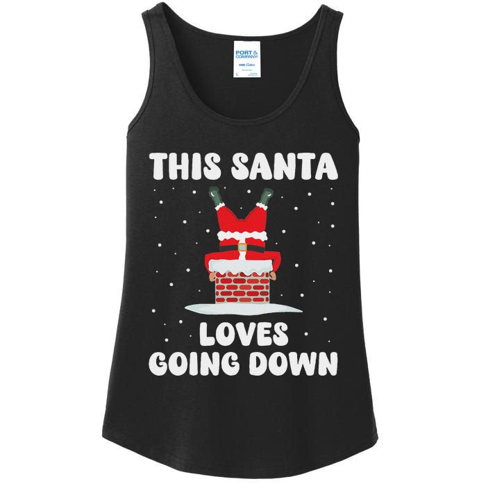 This Santa Loves Going Down Funny Christmas Adult Humor Meme Ladies Essential Tank