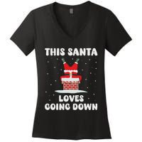 This Santa Loves Going Down Funny Christmas Adult Humor Meme Women's V-Neck T-Shirt