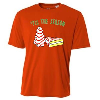 The Season Little Debbie Inspired Christmas Tree Snack Cake Cooling Performance Crew T-Shirt