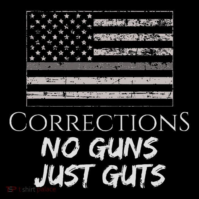 Thin Silver Line Corrections Officer Flag T-Shirt