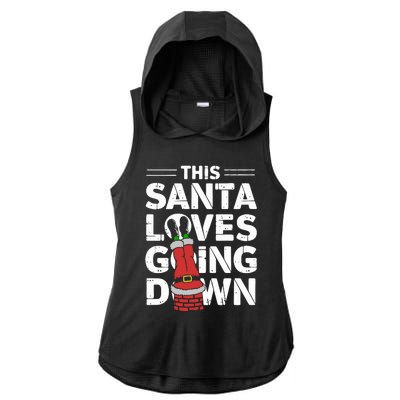 This Santa Loves Going Down Ladies PosiCharge Tri-Blend Wicking Draft Hoodie Tank