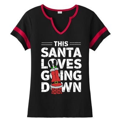 This Santa Loves Going Down Ladies Halftime Notch Neck Tee