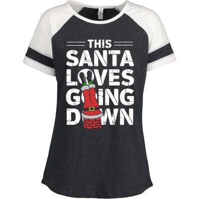 This Santa Loves Going Down Enza Ladies Jersey Colorblock Tee