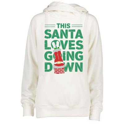 This Santa Loves Going Down Womens Funnel Neck Pullover Hood