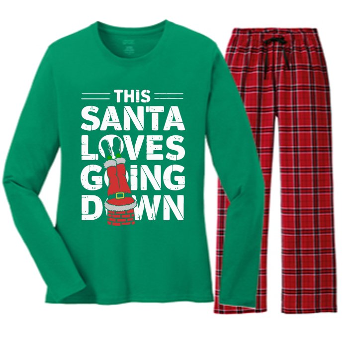 This Santa Loves Going Down Women's Long Sleeve Flannel Pajama Set 