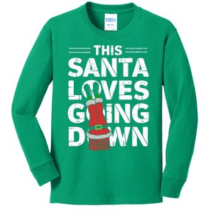 This Santa Loves Going Down Kids Long Sleeve Shirt