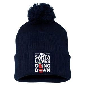 This Santa Loves Going Down Pom Pom 12in Knit Beanie