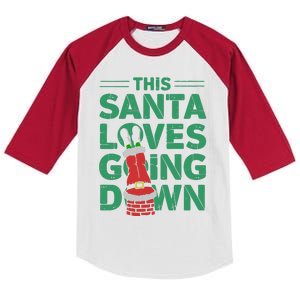 This Santa Loves Going Down Kids Colorblock Raglan Jersey