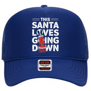 This Santa Loves Going Down High Crown Mesh Back Trucker Hat