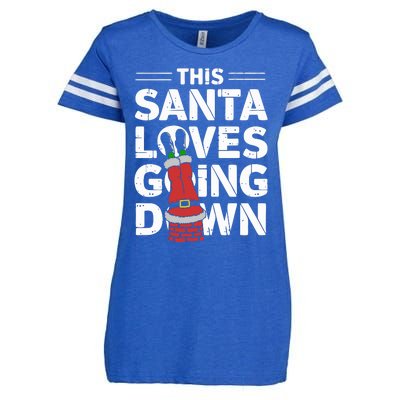 This Santa Loves Going Down Enza Ladies Jersey Football T-Shirt