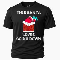 This Santa Loves Going Down Funny Christmas Cooling Performance Crew T-Shirt