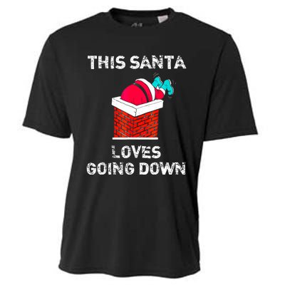 This Santa Loves Going Down Funny Christmas Cooling Performance Crew T-Shirt