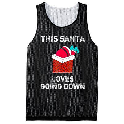 This Santa Loves Going Down Funny Christmas Mesh Reversible Basketball Jersey Tank