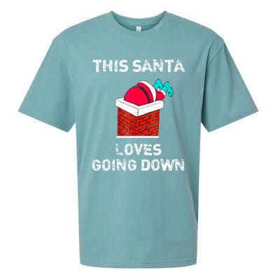 This Santa Loves Going Down Funny Christmas Sueded Cloud Jersey T-Shirt